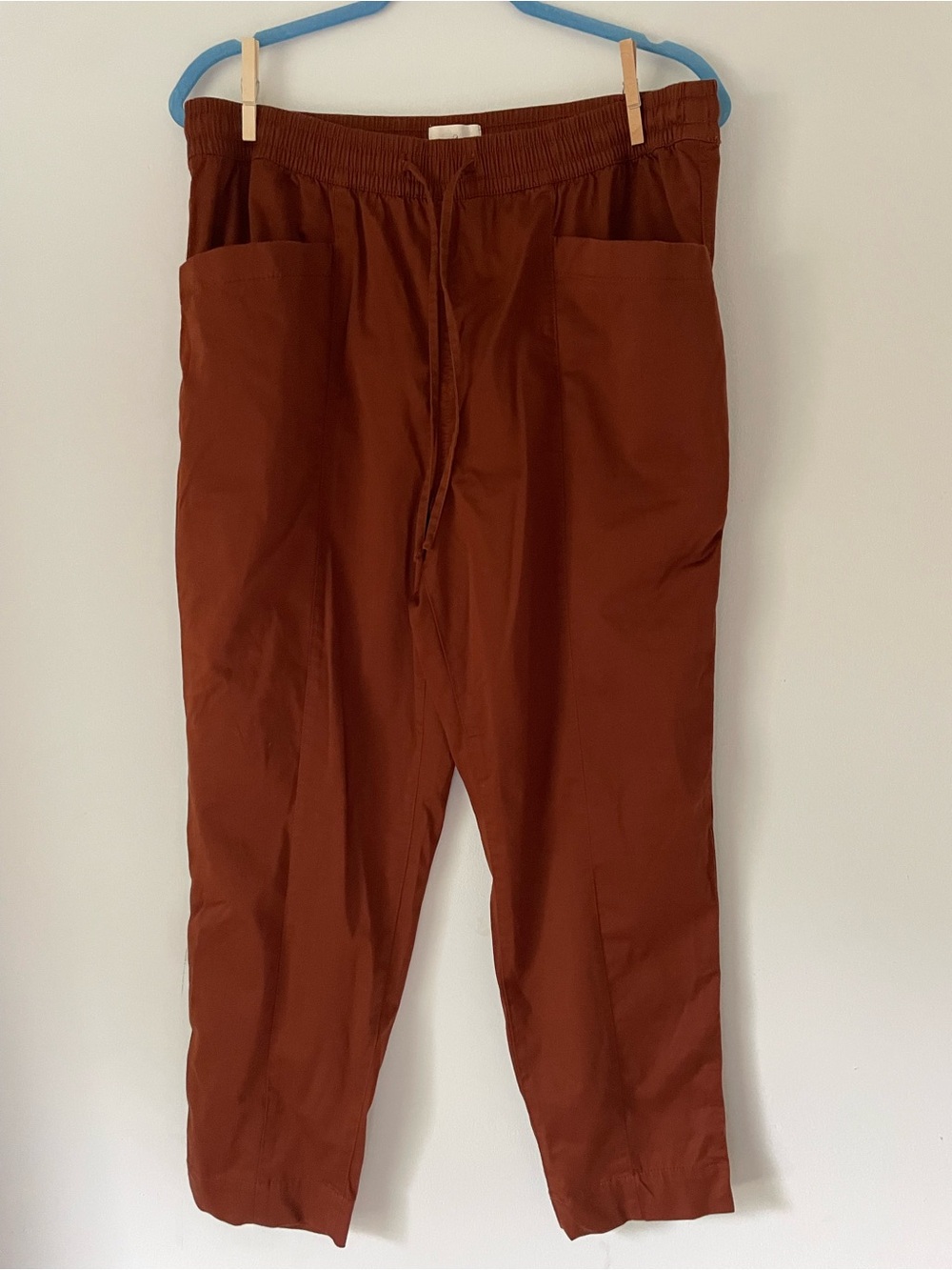 NWT Lou & Grey Lyocell Cotton Drawstring Cargo Jogger Pants Rust Terracotta L